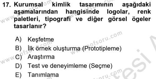 Kurumsal Kimlik Tasarımı Dersi 2023 - 2024 Yılı (Vize) Ara Sınavı 17. Soru