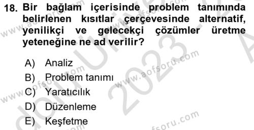 Kurumsal Kimlik Tasarımı Dersi 2023 - 2024 Yılı (Vize) Ara Sınavı 18. Soru