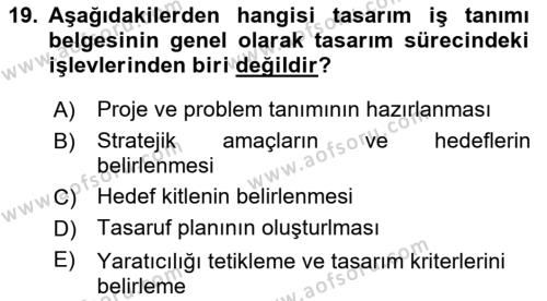 Kurumsal Kimlik Tasarımı Dersi 2023 - 2024 Yılı (Vize) Ara Sınavı 19. Soru