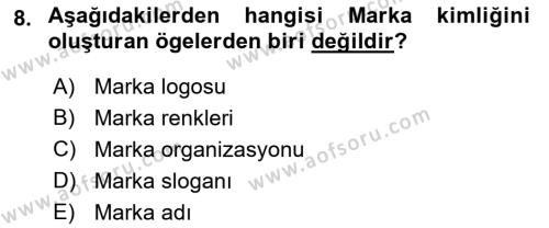 Kurumsal Kimlik Tasarımı Dersi 2023 - 2024 Yılı (Vize) Ara Sınavı 8. Soru