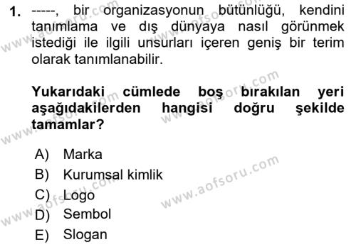 Kurumsal Kimlik Tasarımı Dersi 2023 - 2024 Yılı (Final) Dönem Sonu Sınavı 1. Soru