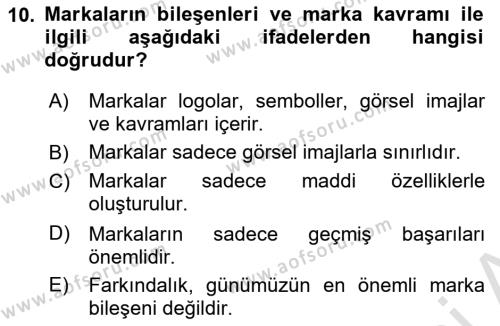 Kurumsal Kimlik Tasarımı Dersi 2023 - 2024 Yılı (Final) Dönem Sonu Sınavı 10. Soru