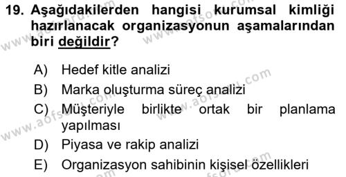 Kurumsal Kimlik Tasarımı Dersi 2023 - 2024 Yılı (Final) Dönem Sonu Sınavı 19. Soru