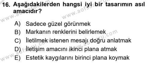 Kurumsal Kimlik Tasarımı Dersi 2023 - 2024 Yılı Yaz Okulu Sınavı 16. Soru