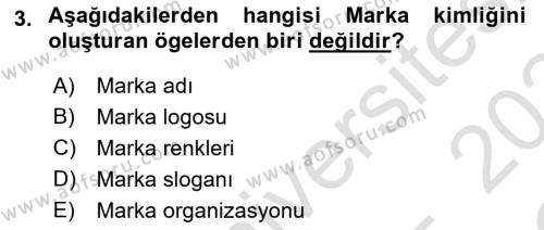 Kurumsal Kimlik Tasarımı Dersi 2023 - 2024 Yılı Yaz Okulu Sınavı 3. Soru