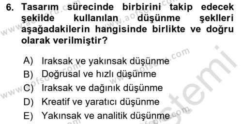 Kurumsal Kimlik Tasarımı Dersi 2023 - 2024 Yılı Yaz Okulu Sınavı 6. Soru