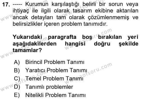 Kurumsal Kimlik Tasarımı Dersi 2024 - 2025 Yılı (Vize) Ara Sınavı 17. Soru