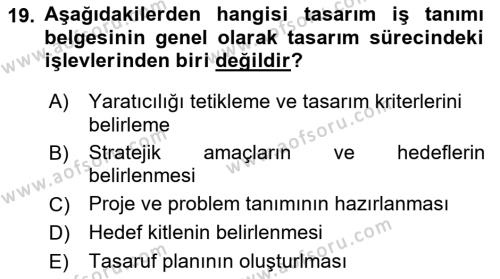 Kurumsal Kimlik Tasarımı Dersi 2024 - 2025 Yılı (Vize) Ara Sınavı 19. Soru