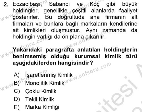 Kurumsal Kimlik Tasarımı Dersi 2024 - 2025 Yılı (Vize) Ara Sınavı 2. Soru