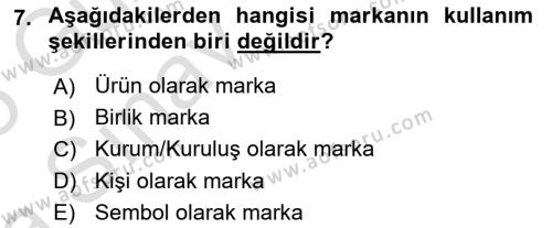 Kurumsal Kimlik Tasarımı Dersi 2024 - 2025 Yılı (Vize) Ara Sınavı 7. Soru