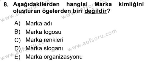 Kurumsal Kimlik Tasarımı Dersi 2024 - 2025 Yılı (Vize) Ara Sınavı 8. Soru