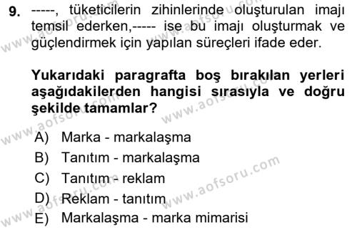 Kurumsal Kimlik Tasarımı Dersi 2024 - 2025 Yılı (Vize) Ara Sınavı 9. Soru