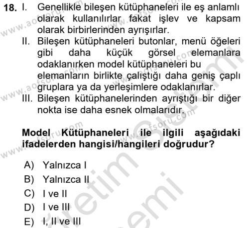 Görsel Sistem Tasarımları Dersi 2023 - 2024 Yılı (Final) Dönem Sonu Sınavı 18. Soru