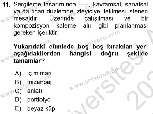 Görsel Sistem Tasarımları Dersi 2023 - 2024 Yılı Yaz Okulu Sınavı 11. Soru