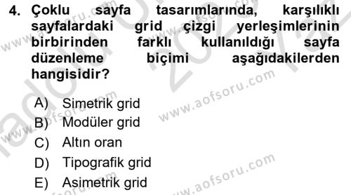 Görsel Sistem Tasarımları Dersi 2023 - 2024 Yılı Yaz Okulu Sınavı 4. Soru