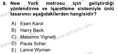 Görsel Sistem Tasarımları Dersi 2023 - 2024 Yılı Yaz Okulu Sınavı 8. Soru