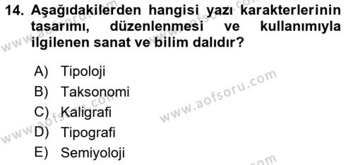 Ambalaj Tasarımı Dersi 2023 - 2024 Yılı (Vize) Ara Sınavı 14. Soru