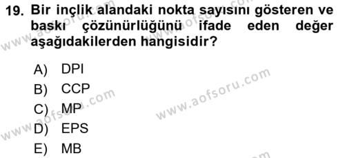 Ambalaj Tasarımı Dersi 2023 - 2024 Yılı (Vize) Ara Sınavı 19. Soru