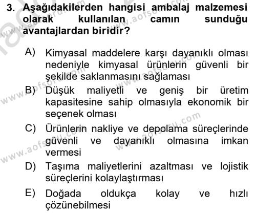 Ambalaj Tasarımı Dersi 2023 - 2024 Yılı (Vize) Ara Sınavı 3. Soru