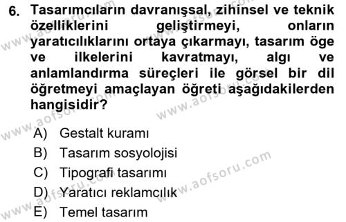 Ambalaj Tasarımı Dersi 2023 - 2024 Yılı (Vize) Ara Sınavı 6. Soru