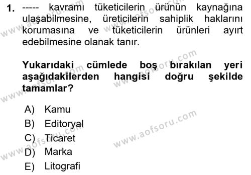 Ambalaj Tasarımı Dersi 2023 - 2024 Yılı (Final) Dönem Sonu Sınavı 1. Soru