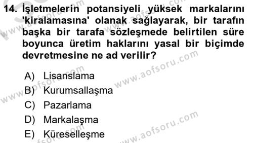 Ambalaj Tasarımı Dersi 2023 - 2024 Yılı (Final) Dönem Sonu Sınavı 14. Soru