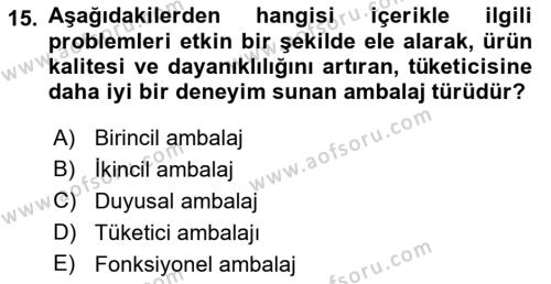 Ambalaj Tasarımı Dersi 2023 - 2024 Yılı (Final) Dönem Sonu Sınavı 15. Soru