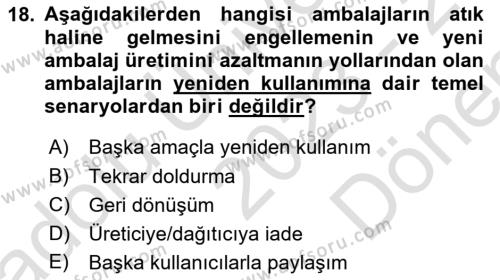 Ambalaj Tasarımı Dersi 2023 - 2024 Yılı (Final) Dönem Sonu Sınavı 18. Soru