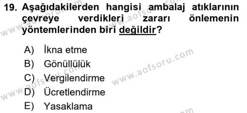 Ambalaj Tasarımı Dersi 2023 - 2024 Yılı (Final) Dönem Sonu Sınavı 19. Soru