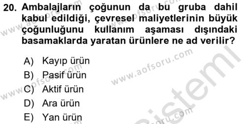 Ambalaj Tasarımı Dersi 2023 - 2024 Yılı (Final) Dönem Sonu Sınavı 20. Soru