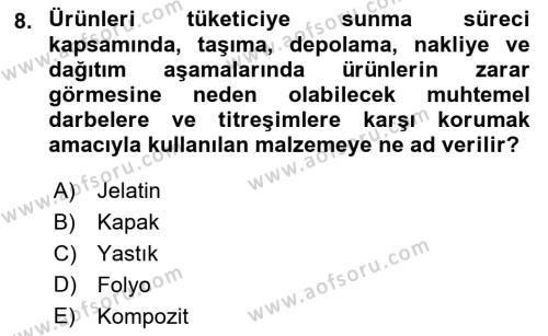 Ambalaj Tasarımı Dersi 2023 - 2024 Yılı (Final) Dönem Sonu Sınavı 8. Soru