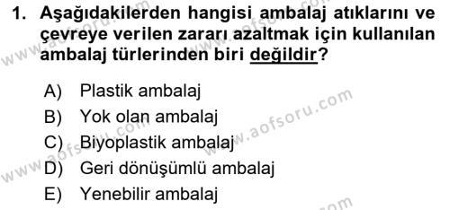 Ambalaj Tasarımı Dersi 2023 - 2024 Yılı Yaz Okulu Sınavı 1. Soru