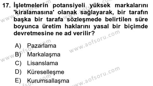 Ambalaj Tasarımı Dersi 2023 - 2024 Yılı Yaz Okulu Sınavı 17. Soru