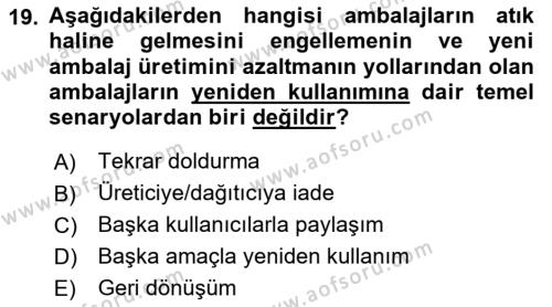 Ambalaj Tasarımı Dersi 2023 - 2024 Yılı Yaz Okulu Sınavı 19. Soru