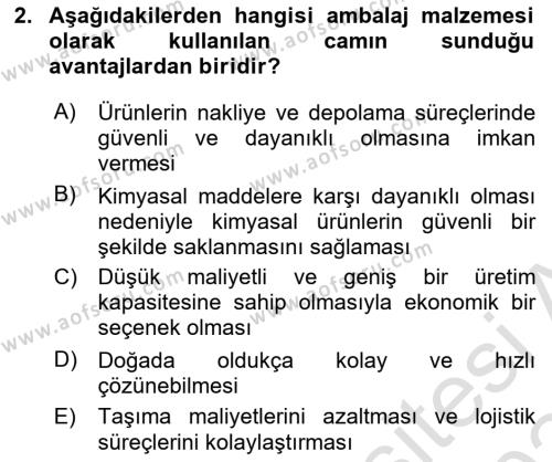 Ambalaj Tasarımı Dersi 2023 - 2024 Yılı Yaz Okulu Sınavı 2. Soru