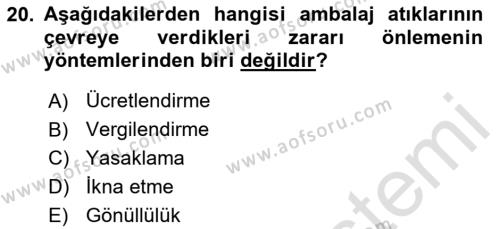 Ambalaj Tasarımı Dersi 2023 - 2024 Yılı Yaz Okulu Sınavı 20. Soru