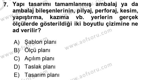 Ambalaj Tasarımı Dersi 2023 - 2024 Yılı Yaz Okulu Sınavı 7. Soru