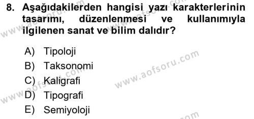 Ambalaj Tasarımı Dersi 2023 - 2024 Yılı Yaz Okulu Sınavı 8. Soru