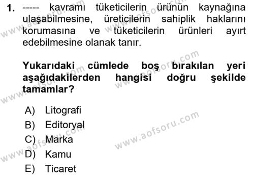 Ambalaj Tasarımı Dersi 2024 - 2025 Yılı (Vize) Ara Sınavı 1. Soru