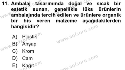 Ambalaj Tasarımı Dersi 2024 - 2025 Yılı (Vize) Ara Sınavı 11. Soru