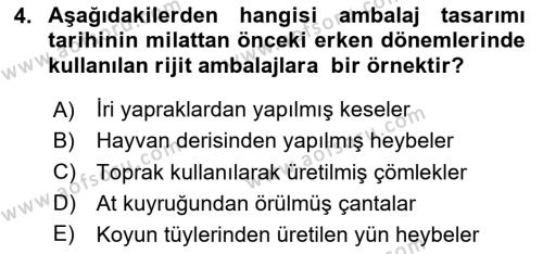 Ambalaj Tasarımı Dersi 2024 - 2025 Yılı (Vize) Ara Sınavı 4. Soru