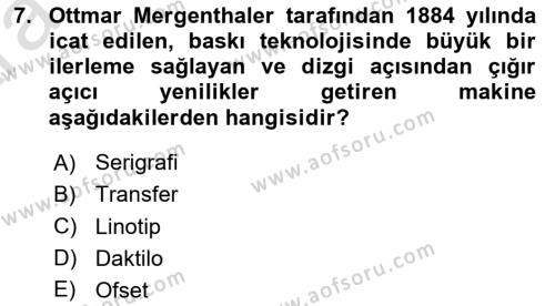 Ambalaj Tasarımı Dersi 2024 - 2025 Yılı (Vize) Ara Sınavı 7. Soru