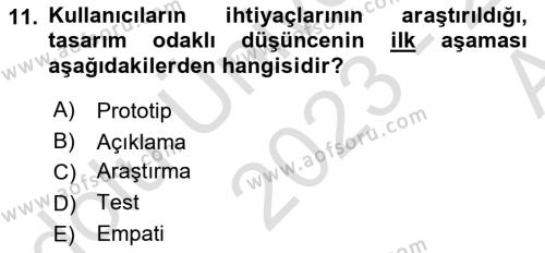 Engellilik Ve Erişilebilir Tasarım Dersi 2023 - 2024 Yılı (Vize) Ara Sınavı 11. Soru