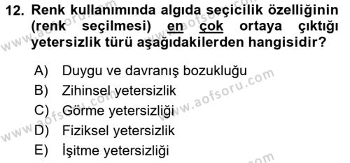 Engellilik Ve Erişilebilir Tasarım Dersi 2023 - 2024 Yılı (Vize) Ara Sınavı 12. Soru