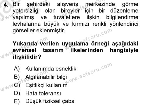 Engellilik Ve Erişilebilir Tasarım Dersi 2023 - 2024 Yılı (Vize) Ara Sınavı 4. Soru