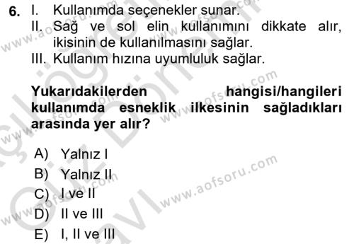 Engellilik Ve Erişilebilir Tasarım Dersi 2023 - 2024 Yılı (Vize) Ara Sınavı 6. Soru