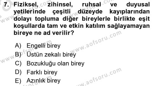 Engellilik Ve Erişilebilir Tasarım Dersi 2023 - 2024 Yılı (Vize) Ara Sınavı 7. Soru