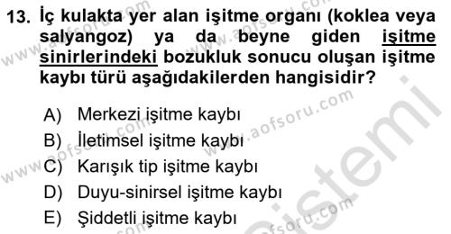 Engellilik Ve Erişilebilir Tasarım Dersi 2023 - 2024 Yılı (Final) Dönem Sonu Sınavı 13. Soru