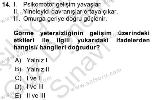 Engellilik Ve Erişilebilir Tasarım Dersi 2023 - 2024 Yılı (Final) Dönem Sonu Sınavı 14. Soru