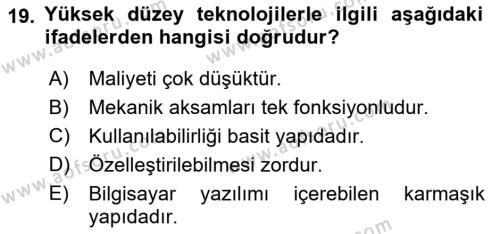 Engellilik Ve Erişilebilir Tasarım Dersi 2023 - 2024 Yılı (Final) Dönem Sonu Sınavı 19. Soru